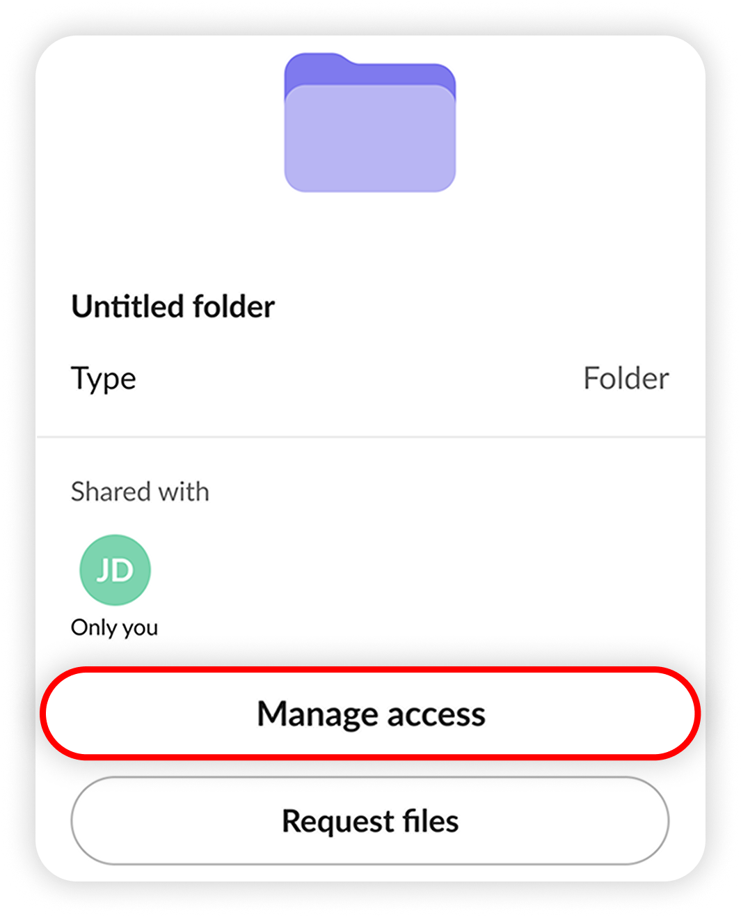 View of NordLocker web app's my files section, manage access button is highlighted.png