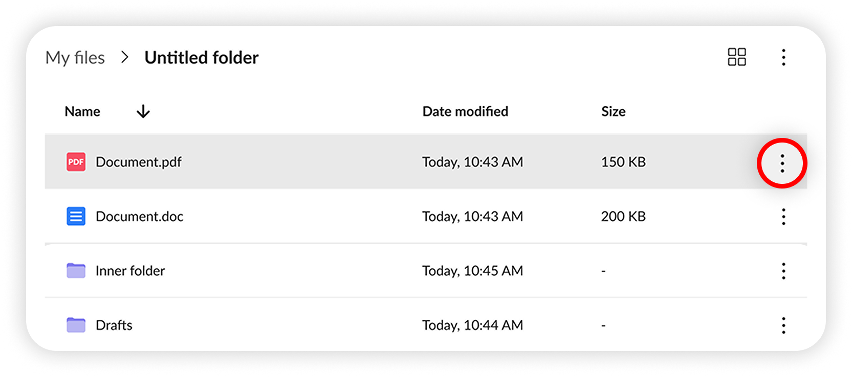 View of NordLocker web app's my files section, three dots are highlighted.png