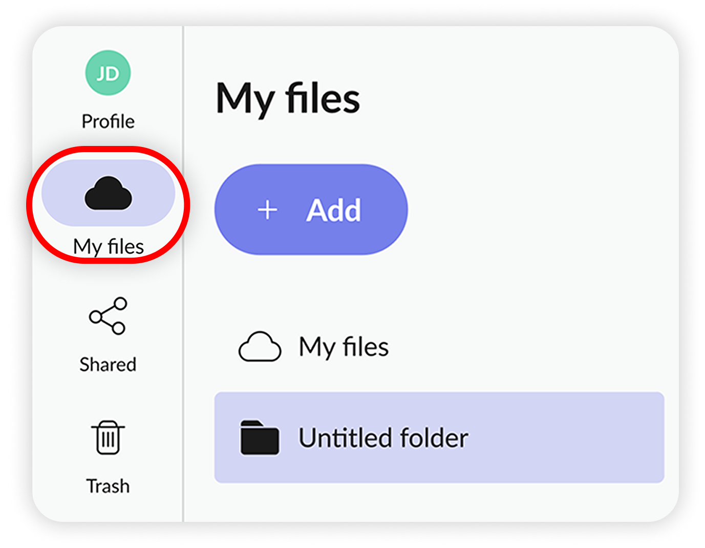 View of NordLocker web app's dashboard, the my files button is highlighted.png