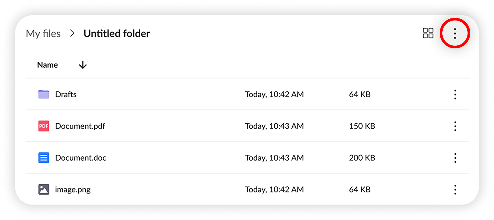 View of NordLocker web app's my files section, three dots button is highlighted.png