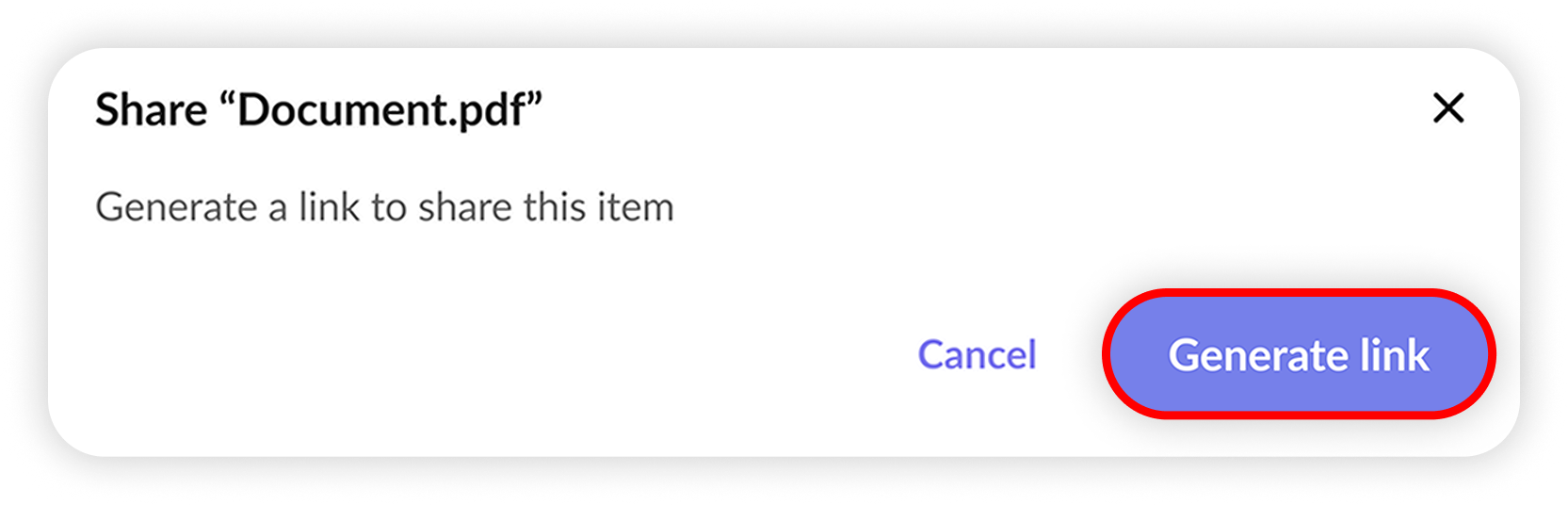 View of NordLocker web app's generate link section, the generate link button is highlighted.png