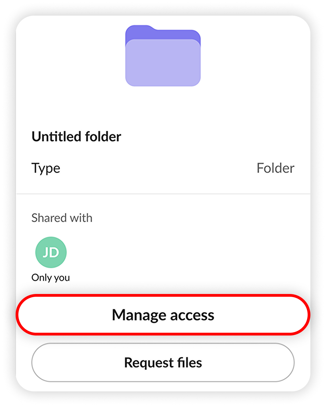 View of NordLocker web app's my files section, manage access button is highlighted.png