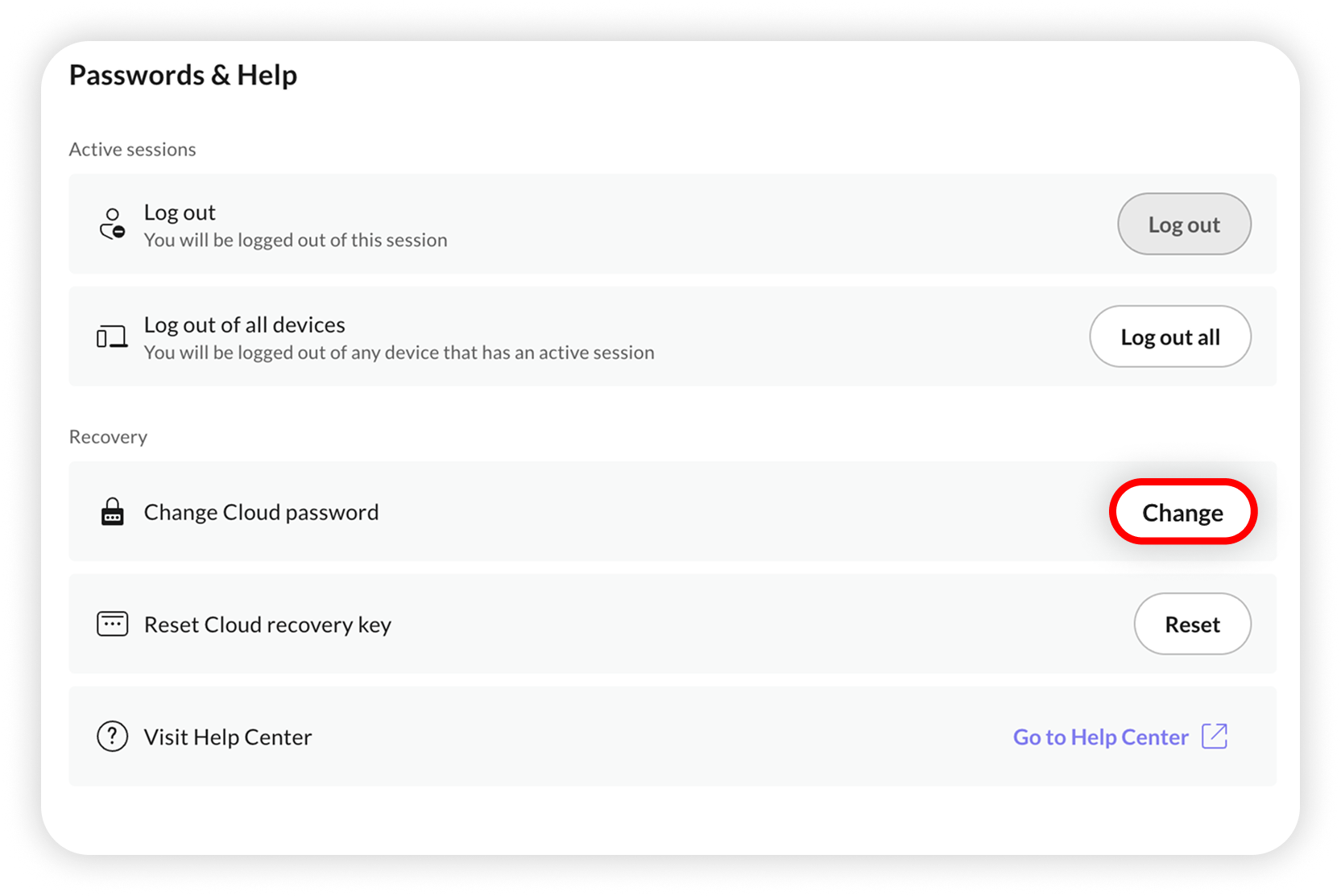View of NordLocker web app dashboard settings, change is highlighted.png
