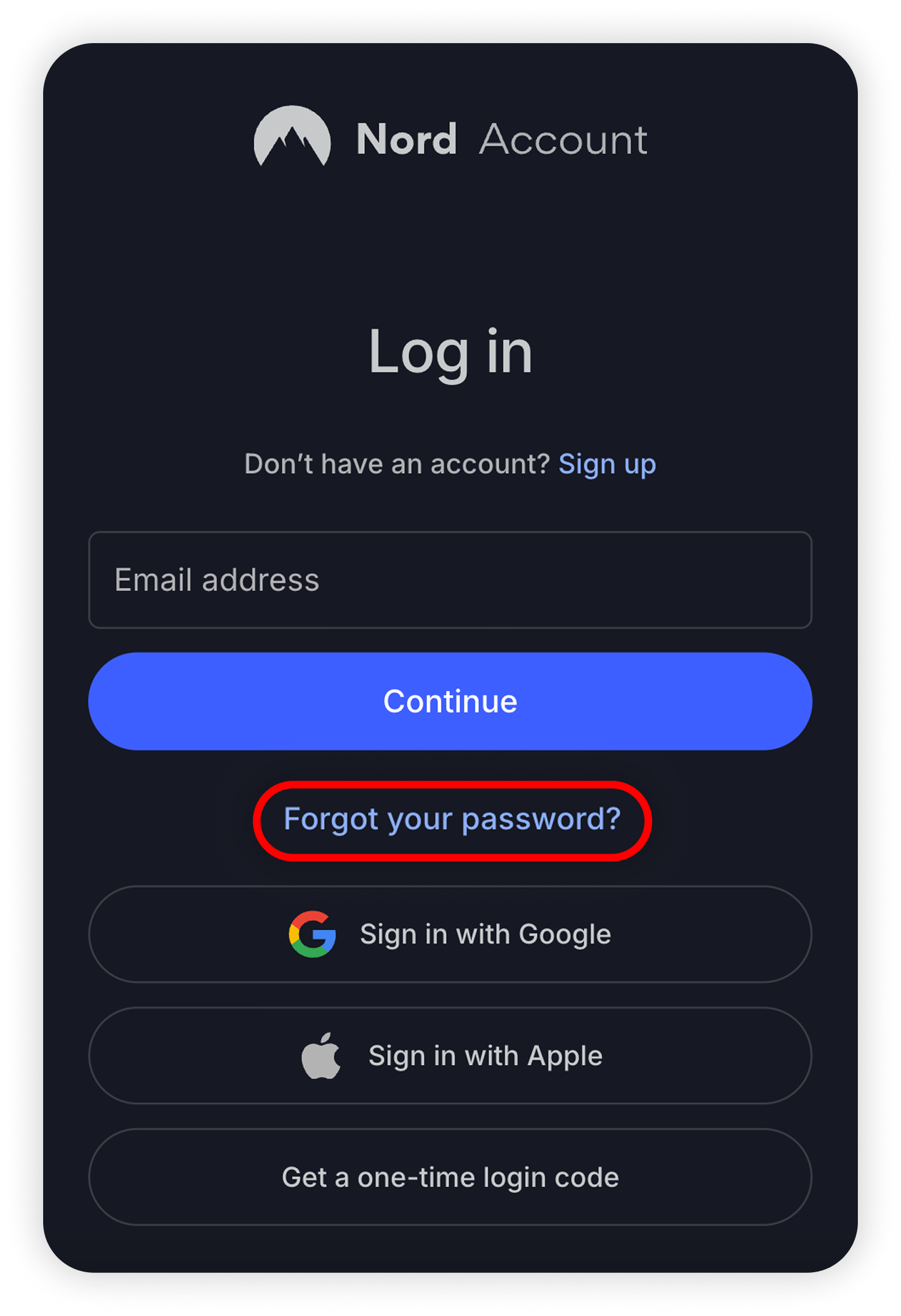 View of NA account login, forgot password button is highlighted.png