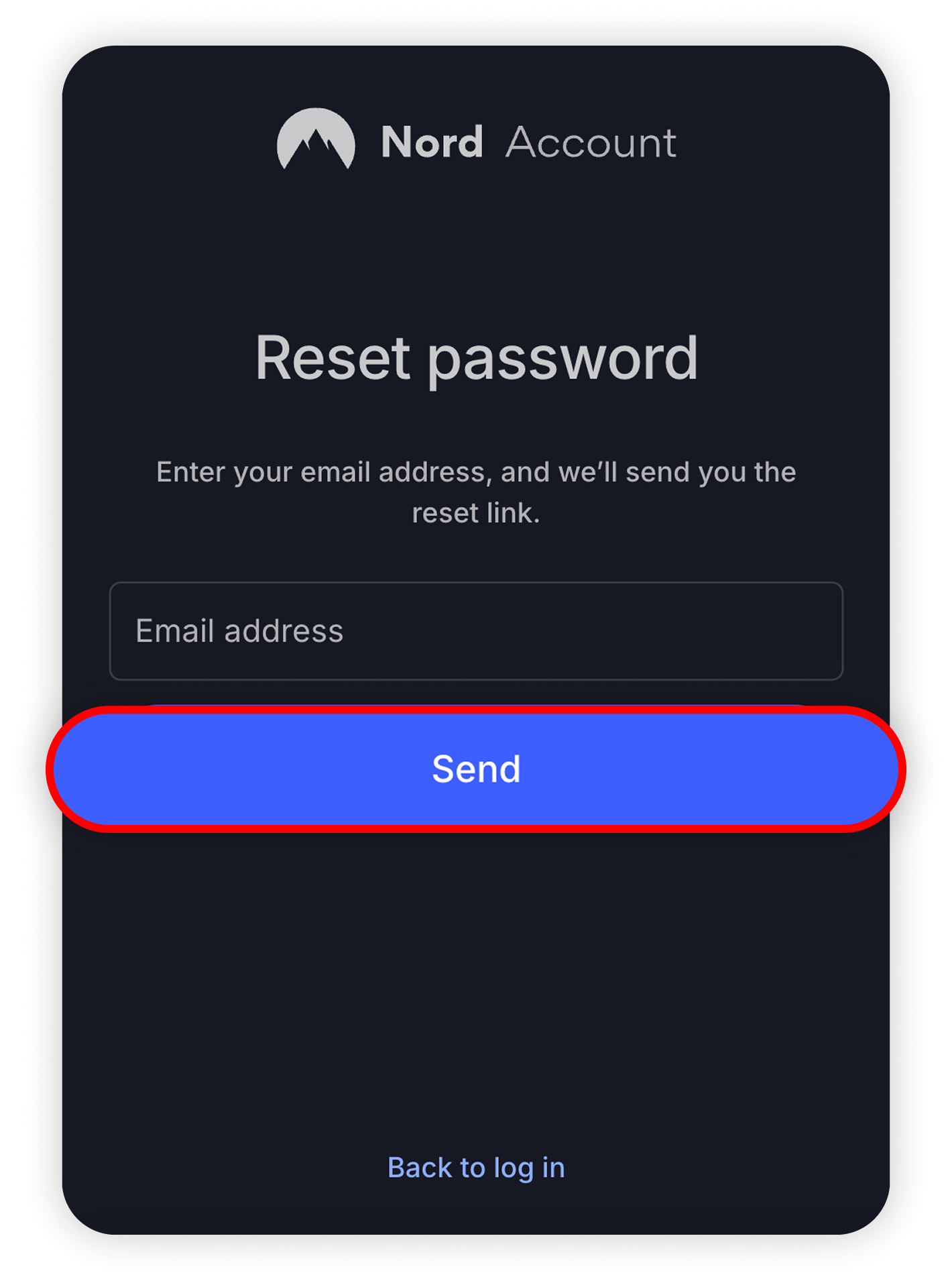 View of NA account reset password section, send button is highlighted.png