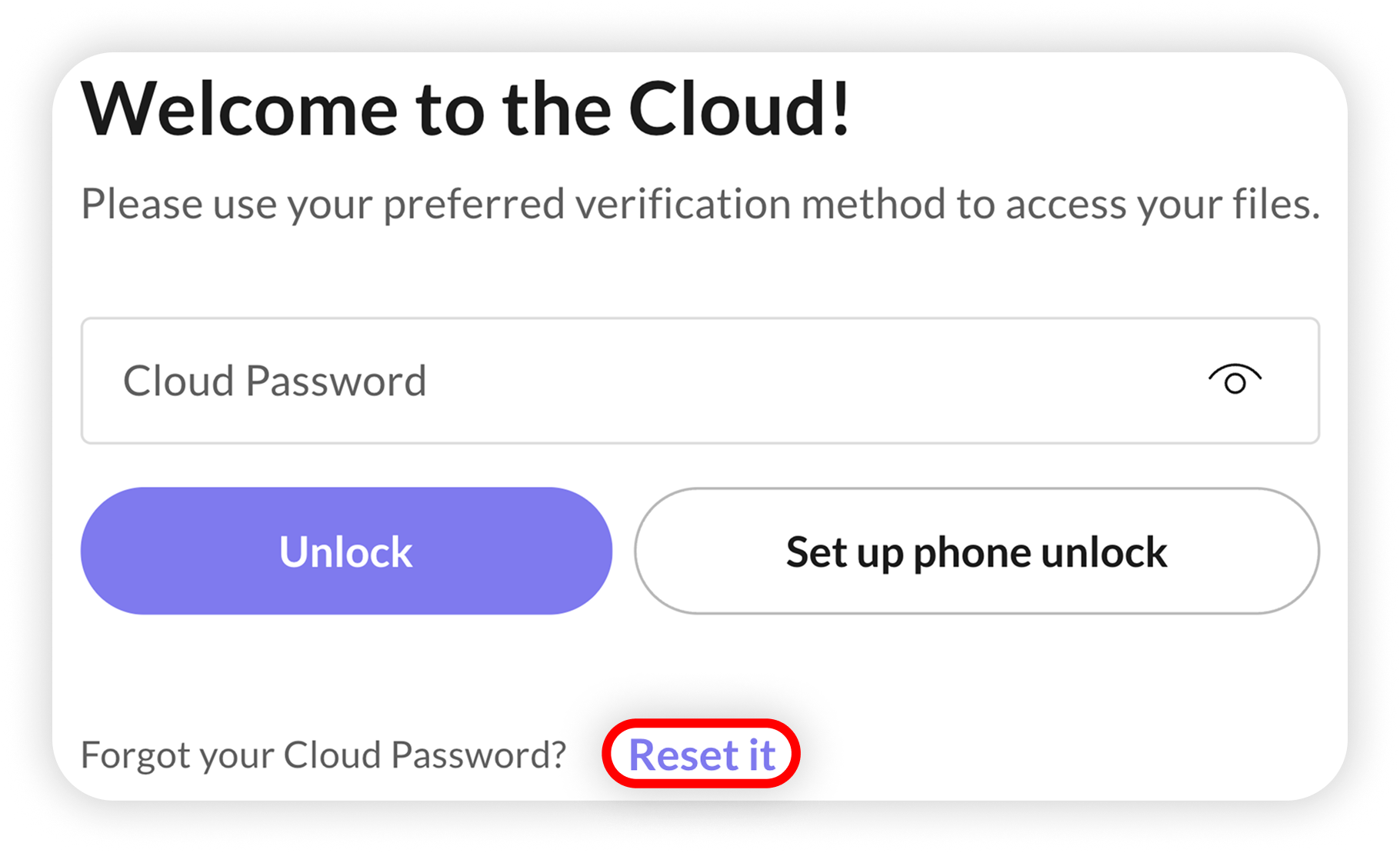 View of NordLocker unlock section, reset it button is highlighted.png