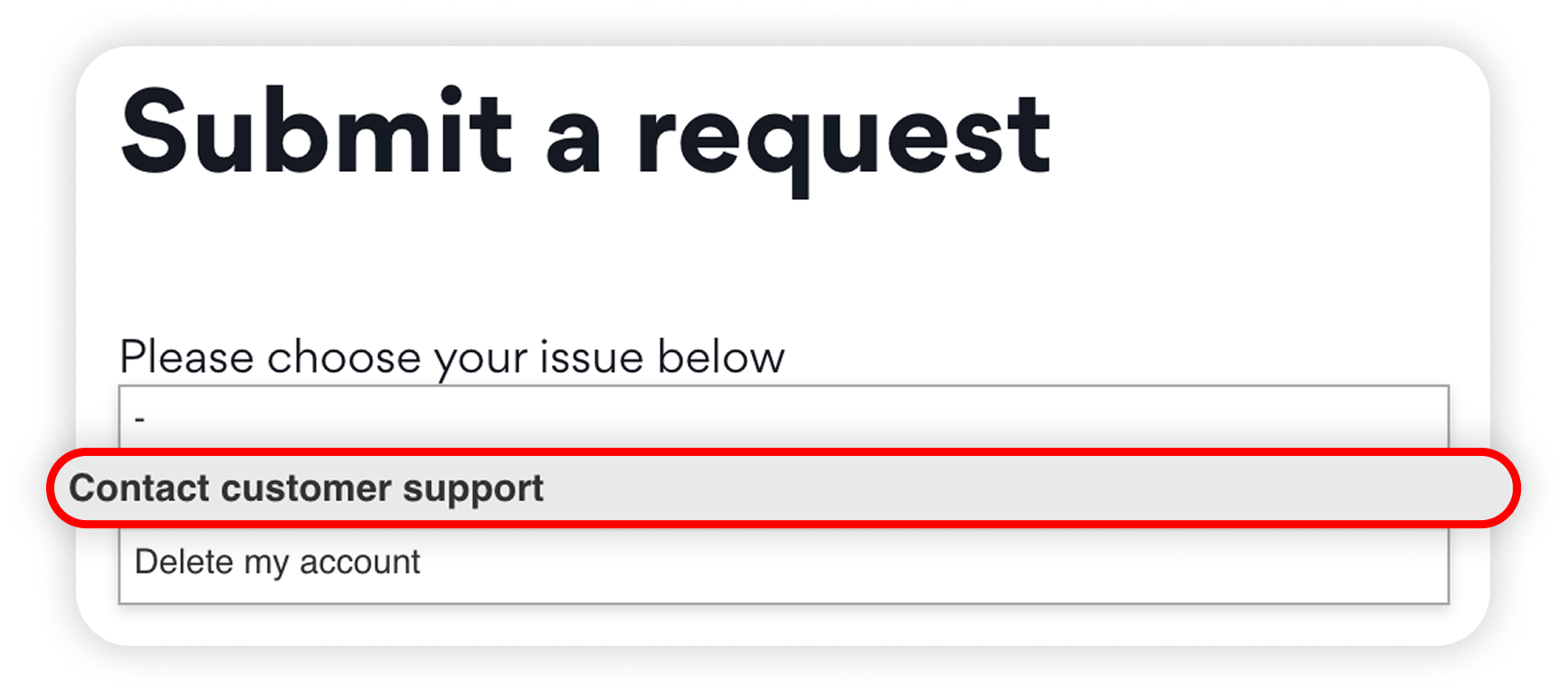 View of NordLocker help center request form section, contact customer support button is hlighlgihted.png