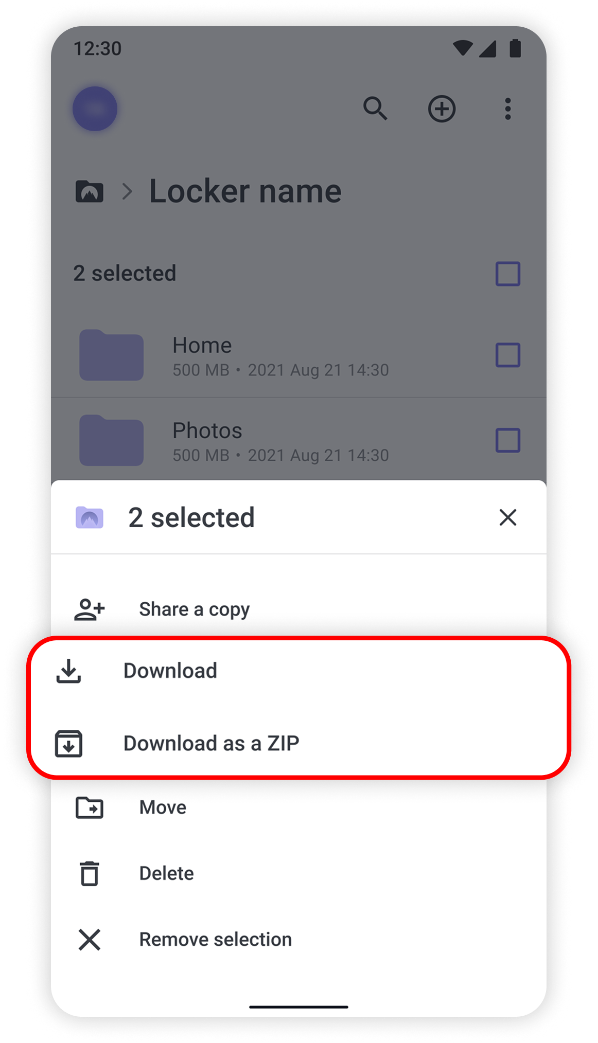 View of NordLocker Android app, download buttons are highlighted.png