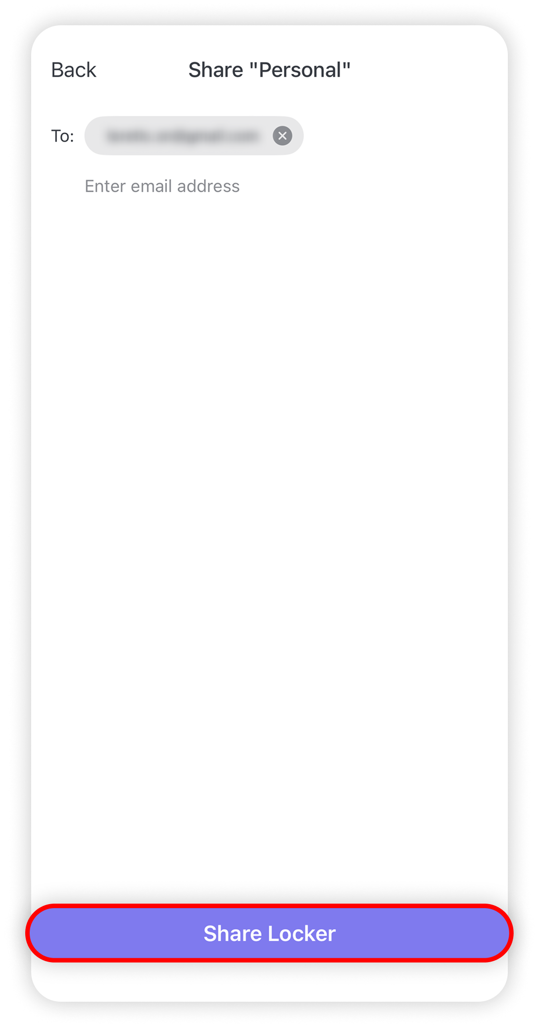 View of NordLocker iOS app, share locker button is highlighted.png