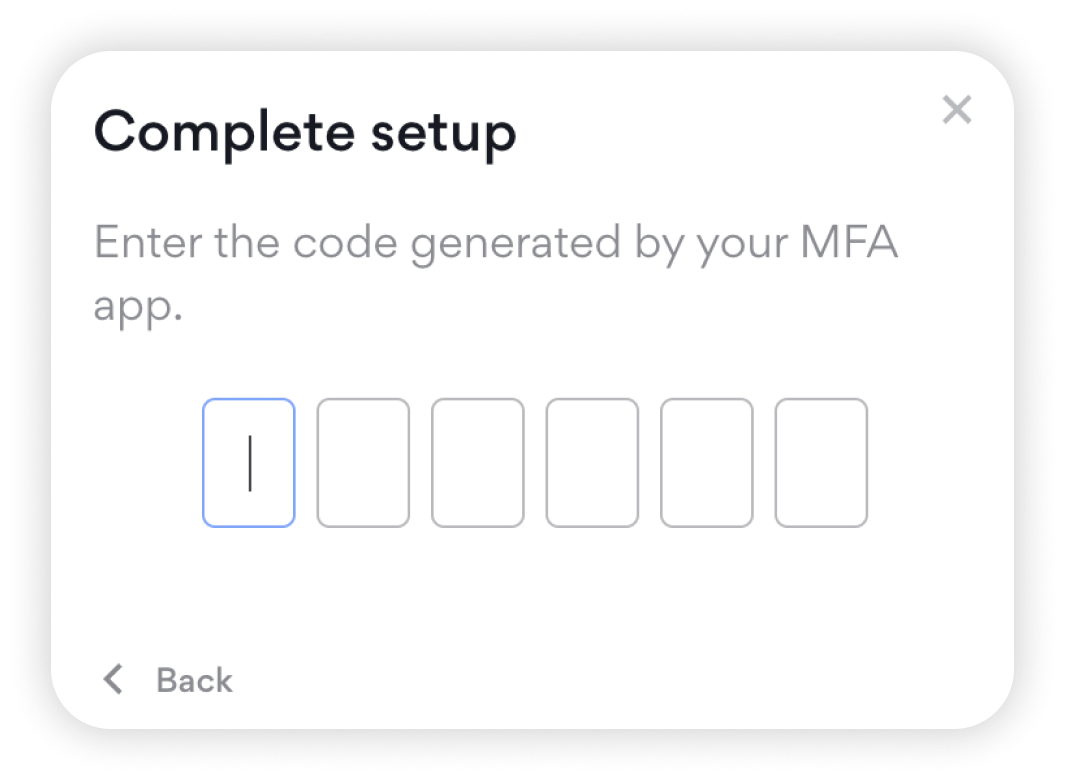 Prompt to complete the MFA