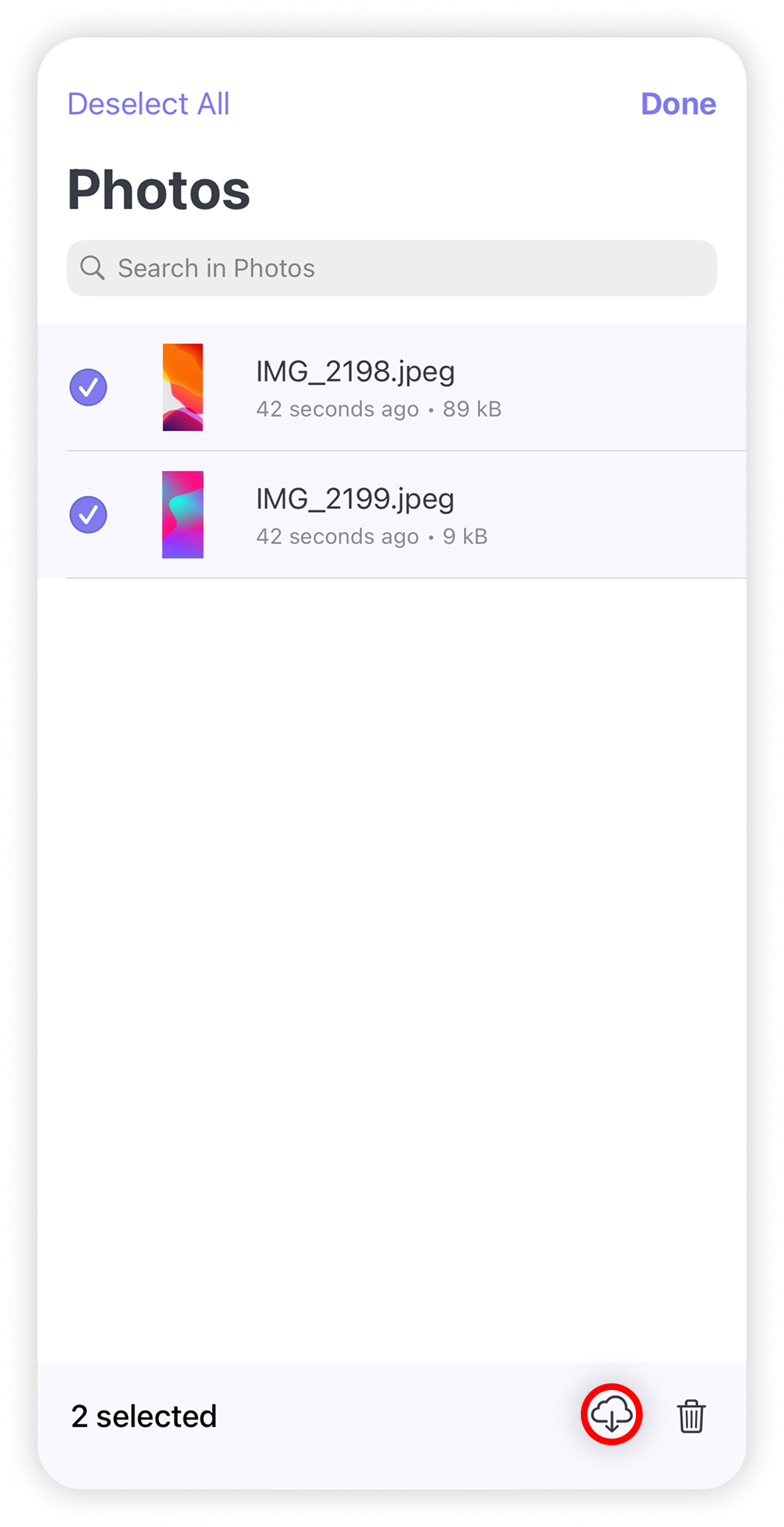 View of NordLocker iOS app, offline button is highlighted.png
